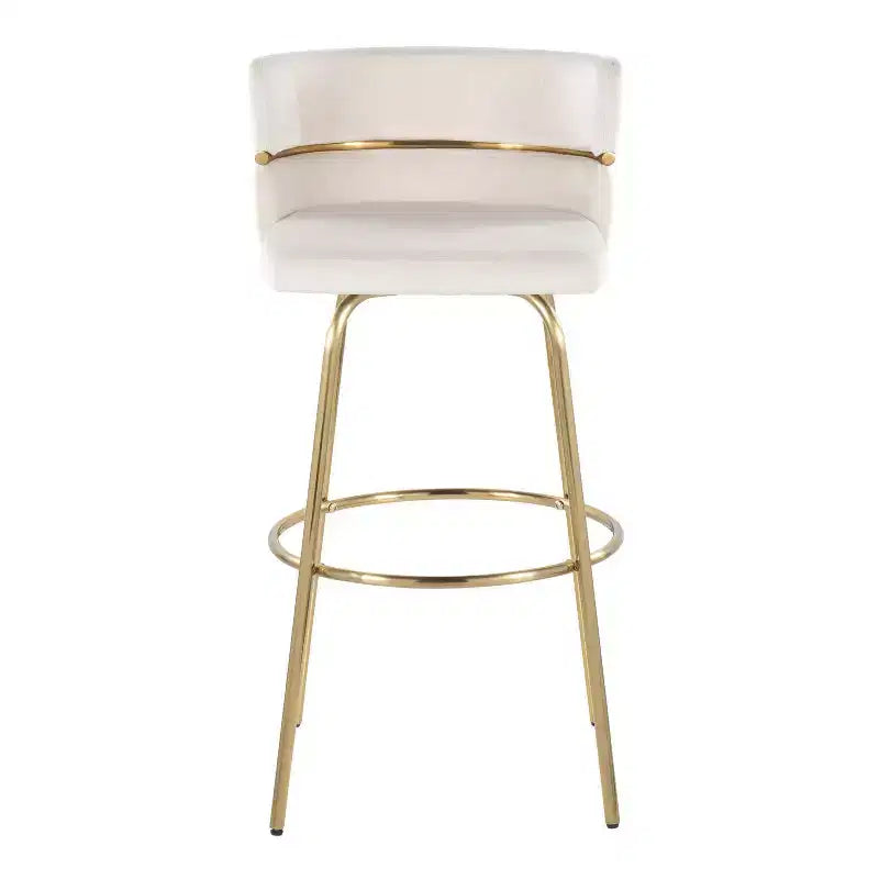 Lot de 2 tabourets de bar Cinch-Claire Or/Crème - LumiSource : pivotant, revêtement velours, piètement en métal