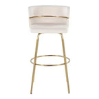 Lot de 2 tabourets de bar Cinch-Claire Or/Crème - LumiSource : pivotant, revêtement velours, piètement en métal