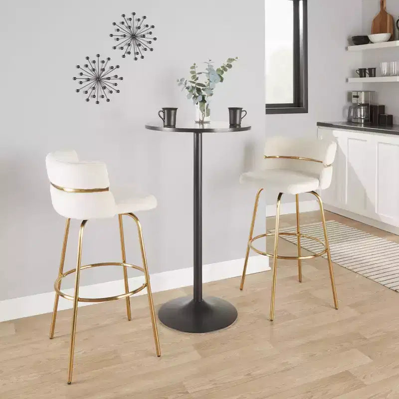 Lot de 2 tabourets de bar Cinch-Claire Or/Crème - LumiSource : pivotant, revêtement velours, piètement en métal
