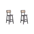 Manhattan Comfort Set of 2 Versailles Wood Counter Height Barstools Black/Natural: Ash Frame, Matte Finish, No Assembly Required