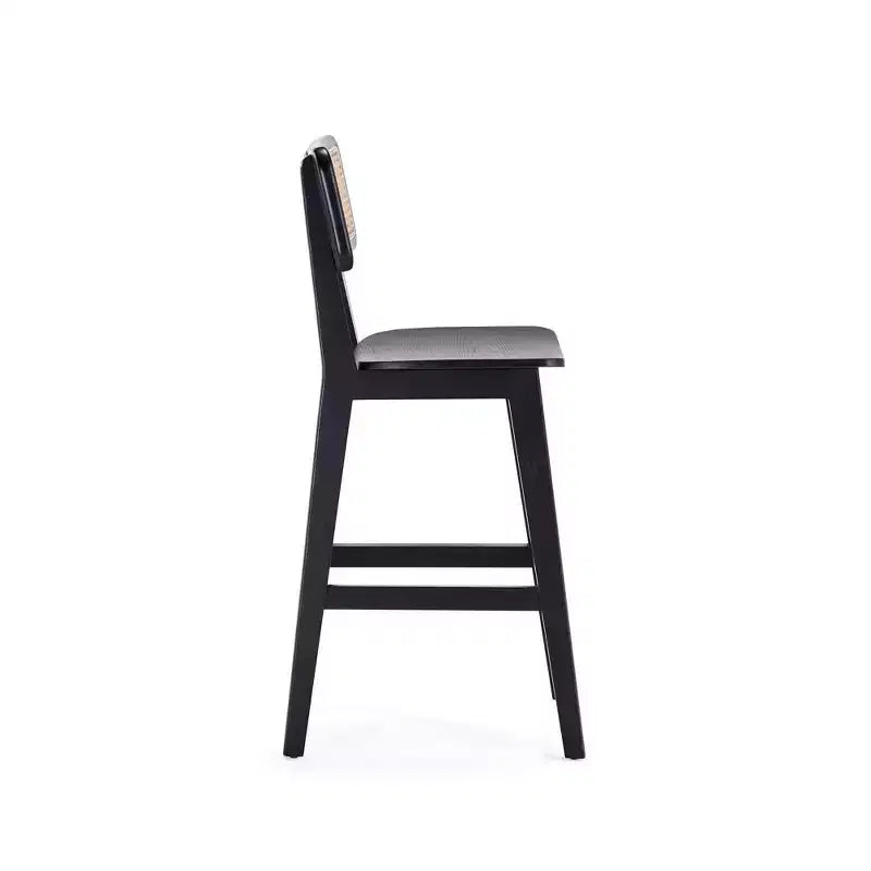 Manhattan Comfort Lot de 2 tabourets de bar hauteur comptoir Versailles en bois Noir/Naturel : Structure en frêne, finition mate, aucun assemblage requis