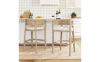 Lot de 2 tabourets de bar à hauteur de comptoir Christopher Knight Home Alaia en bois d'hévéa contemporain, rembourrés avec dossier en rotin incurvé, finition naturelle