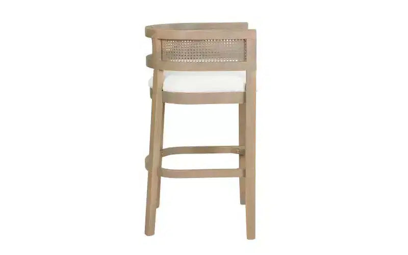 Lot de 2 tabourets de bar à hauteur de comptoir Christopher Knight Home Alaia en bois d'hévéa contemporain, rembourrés avec dossier en rotin incurvé, finition naturelle