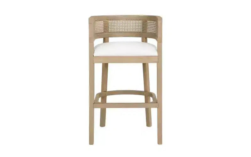 Lot de 2 tabourets de bar à hauteur de comptoir Christopher Knight Home Alaia en bois d'hévéa contemporain, rembourrés avec dossier en rotin incurvé, finition naturelle