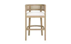 Lot de 2 tabourets de bar à hauteur de comptoir Christopher Knight Home Alaia en bois d'hévéa contemporain, rembourrés avec dossier en rotin incurvé, finition naturelle
