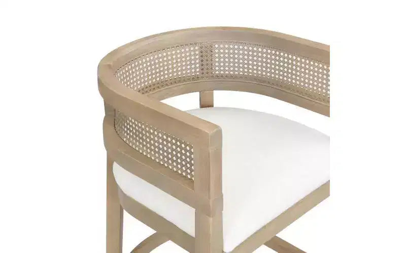 Lot de 2 tabourets de bar à hauteur de comptoir Christopher Knight Home Alaia en bois d'hévéa contemporain, rembourrés avec dossier en rotin incurvé, finition naturelle