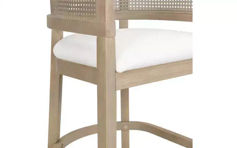 Lot de 2 tabourets de bar à hauteur de comptoir Christopher Knight Home Alaia en bois d'hévéa contemporain, rembourrés avec dossier en rotin incurvé, finition naturelle
