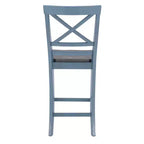 Lot de 2 tabourets de bar à hauteur de comptoir Romy X-Back 61,6 cm, finition bois bleu/gris foncé - Powell : style ferme rustique, sans accoudoirs, cadre en bois