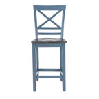 Lot de 2 tabourets de bar à hauteur de comptoir Romy X-Back 61,6 cm, finition bois bleu/gris foncé - Powell : style ferme rustique, sans accoudoirs, cadre en bois