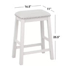 Lot de 4 tabourets de bar Lifestorey Tobias de 61 cm de hauteur de comptoir, blanc antique avec revêtement en lin