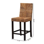 Tabouret de bar à hauteur de comptoir en bois d'acajou Laymi et jonc de mer brun naturel/brun foncé - Baxton Studio