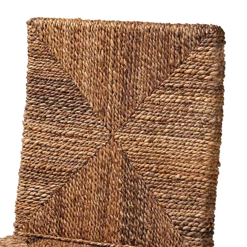 Tabouret de bar à hauteur de comptoir en bois d'acajou Laymi et jonc de mer brun naturel/brun foncé - Baxton Studio