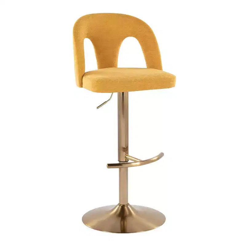 LumiSource Lot de 2 tabourets de bar réglables Ava or/tissu jaune