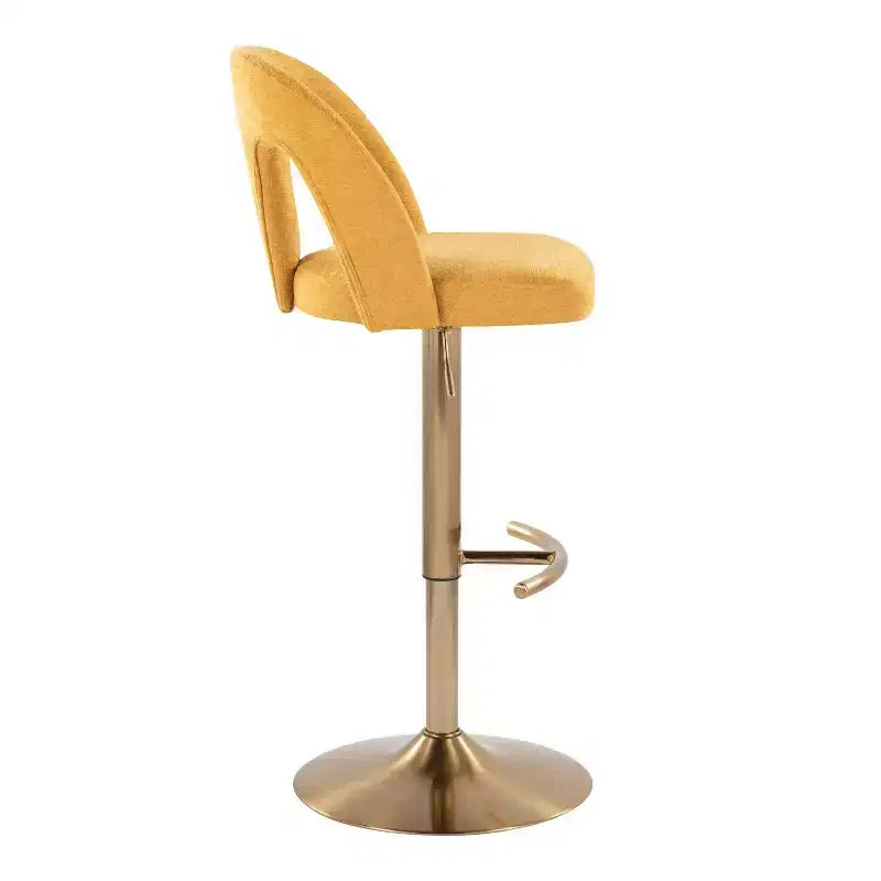 LumiSource Lot de 2 tabourets de bar réglables Ava or/tissu jaune