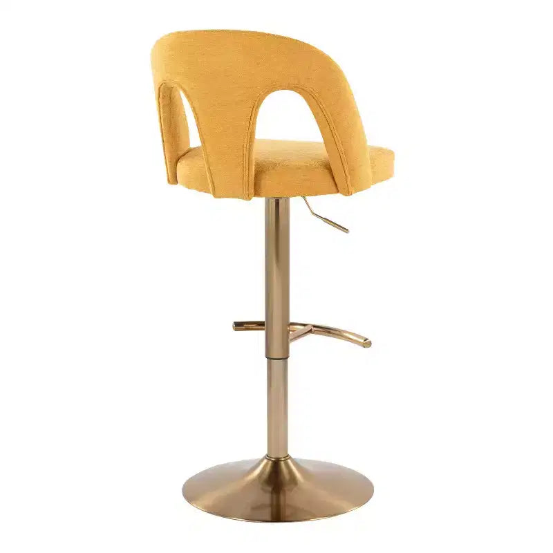 LumiSource Lot de 2 tabourets de bar réglables Ava or/tissu jaune