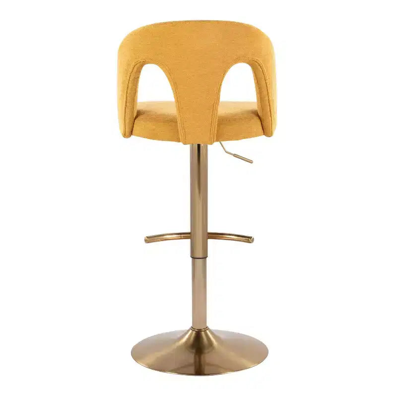 LumiSource Lot de 2 tabourets de bar réglables Ava or/tissu jaune