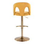 LumiSource Lot de 2 tabourets de bar réglables Ava or/tissu jaune
