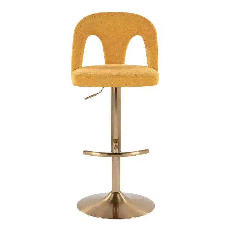 LumiSource Lot de 2 tabourets de bar réglables Ava or/tissu jaune