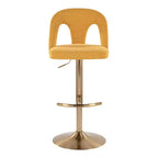 LumiSource Lot de 2 tabourets de bar réglables Ava or/tissu jaune