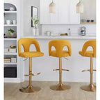 LumiSource Lot de 2 tabourets de bar réglables Ava or/tissu jaune