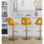 LumiSource Lot de 2 tabourets de bar réglables Ava or/tissu jaune