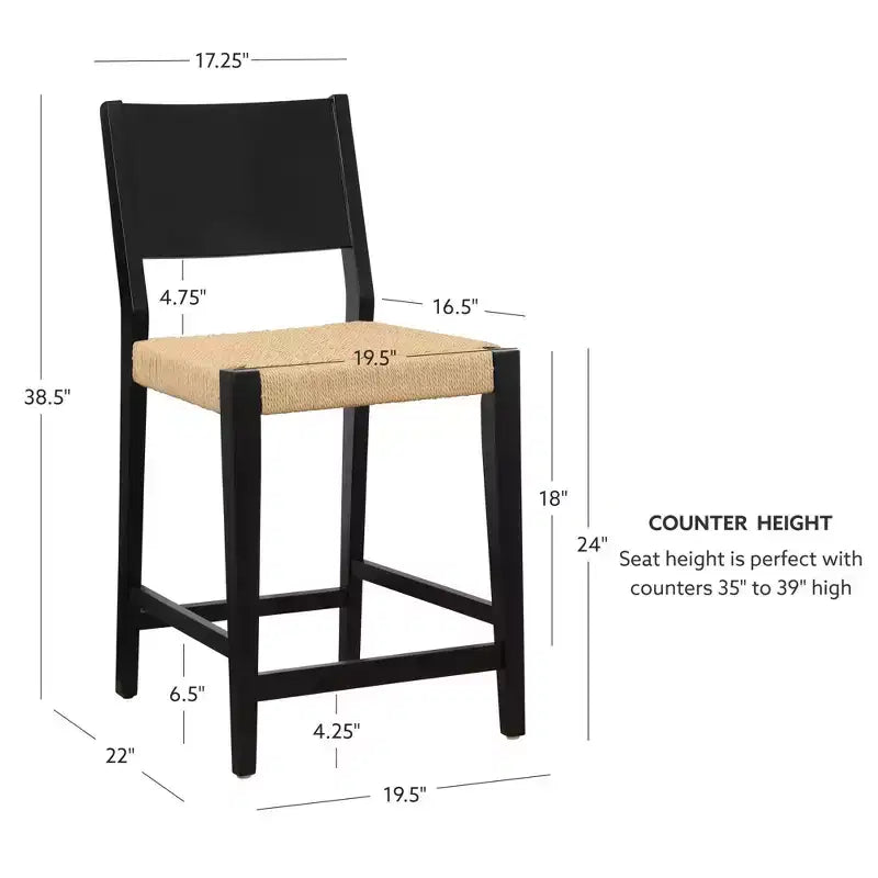 Powell Lot de 2 tabourets de bar hauteur comptoir Clara noirs