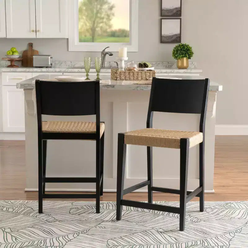 Powell Lot de 2 tabourets de bar hauteur comptoir Clara noirs