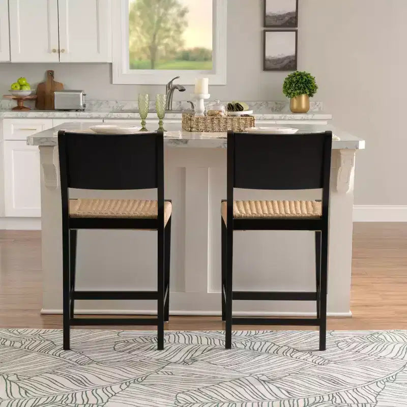Powell Lot de 2 tabourets de bar hauteur comptoir Clara noirs