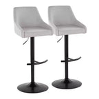 LumiSource Set of 2 Hannah Adjustable Barstools Black Metal/Gray Fabric