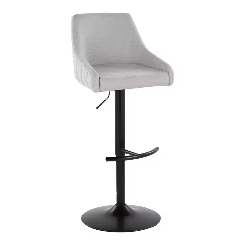 LumiSource Lot de 2 tabourets de bar réglables Hannah Métal noir/Tissu gris