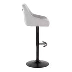 LumiSource Lot de 2 tabourets de bar réglables Hannah Métal noir/Tissu gris