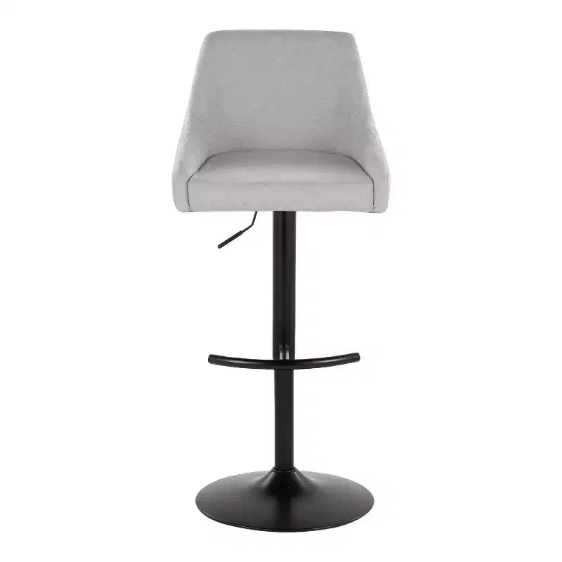 LumiSource Lot de 2 tabourets de bar réglables Hannah Métal noir/Tissu gris