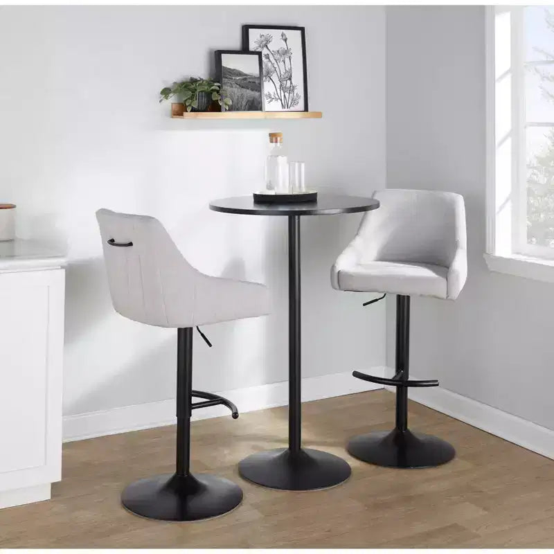 LumiSource Lot de 2 tabourets de bar réglables Hannah Métal noir/Tissu gris