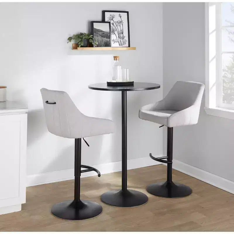 LumiSource Lot de 2 tabourets de bar réglables Hannah Métal noir/Tissu gris