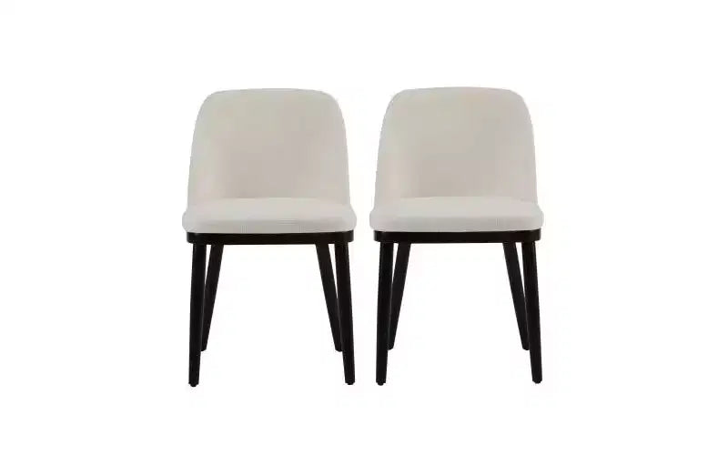Christopher Knight Home Set of 2 Hannah Mid-Century Modern Upholstered Dining Chairs with Curved Backrest Beige/Black