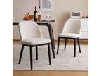Christopher Knight Home Lot de 2 Chaises de Salle à Manger Hannah Rembourrées Style Moderne Mid-Century avec Dossier Incurvé Beige/Noir