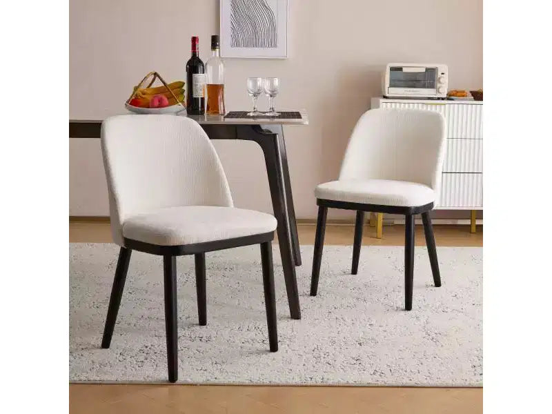 Christopher Knight Home Lot de 2 Chaises de Salle à Manger Hannah Rembourrées Style Moderne Mid-Century avec Dossier Incurvé Beige/Noir