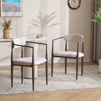 Christopher Knight Home Lot de 2 chaises de salle à manger Eva modernes en fer rembourrées avec dossier incurvé ouvert Beige/Marron foncé