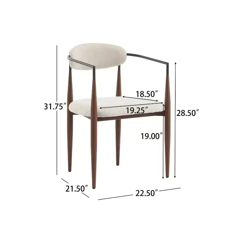 Christopher Knight Home Lot de 2 chaises de salle à manger Eva modernes en fer rembourrées avec dossier incurvé ouvert Beige/Marron foncé