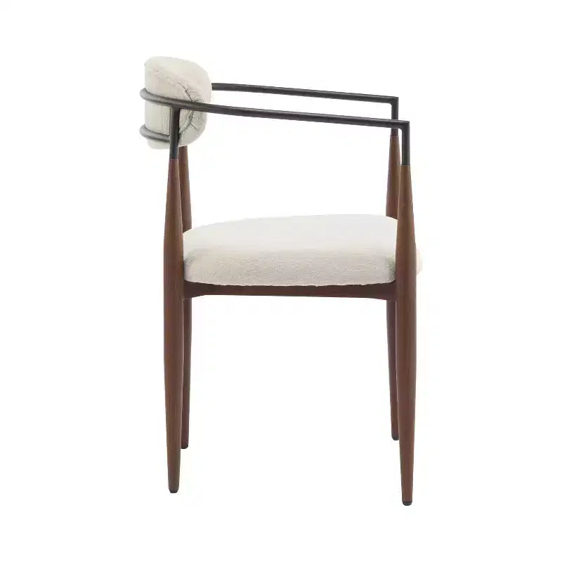 Christopher Knight Home Lot de 2 chaises de salle à manger Eva modernes en fer rembourrées avec dossier incurvé ouvert Beige/Marron foncé