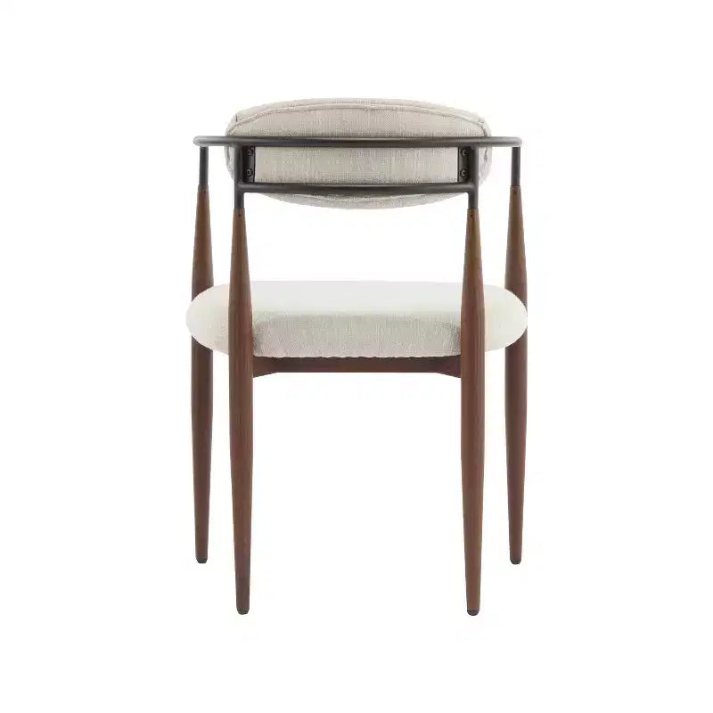 Christopher Knight Home Lot de 2 chaises de salle à manger Eva modernes en fer rembourrées avec dossier incurvé ouvert Beige/Marron foncé