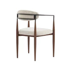 Christopher Knight Home Lot de 2 chaises de salle à manger Eva modernes en fer rembourrées avec dossier incurvé ouvert Beige/Marron foncé