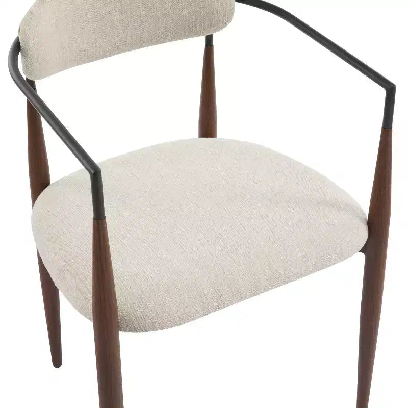 Christopher Knight Home Lot de 2 chaises de salle à manger Eva modernes en fer rembourrées avec dossier incurvé ouvert Beige/Marron foncé