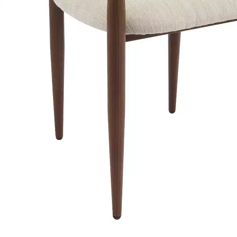 Christopher Knight Home Lot de 2 chaises de salle à manger Eva modernes en fer rembourrées avec dossier incurvé ouvert Beige/Marron foncé