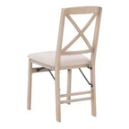 Lot de 2 chaises pliantes Triena X avec dossier en bois massif et assise rembourrée, finition gris délavé – Linon : Polyester, Rembourrage en mousse, Aucun assemblage requis
