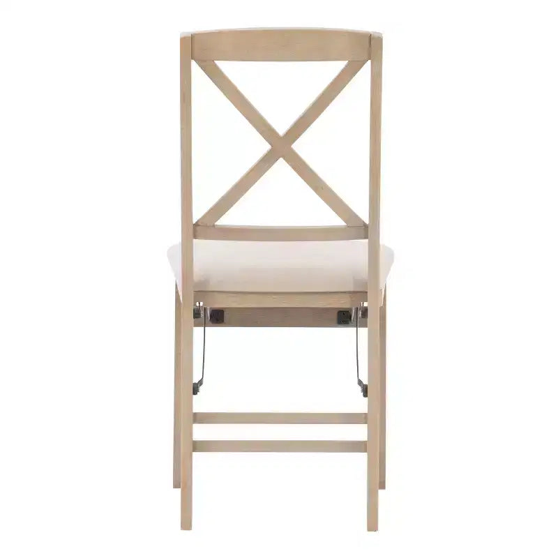 Lot de 2 chaises pliantes Triena X avec dossier en bois massif et assise rembourrée, finition gris délavé – Linon : Polyester, Rembourrage en mousse, Aucun assemblage requis