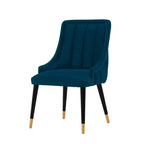 Chaise de salle à manger Eda en velours moderne Rembourrée Bleu Nuit - Manhattan Comfort