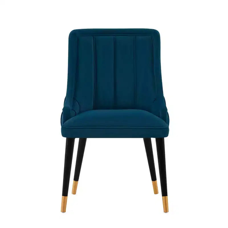 Chaise de salle à manger Eda en velours moderne Rembourrée Bleu Nuit - Manhattan Comfort
