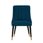 Chaise de salle à manger Eda en velours moderne Rembourrée Bleu Nuit - Manhattan Comfort