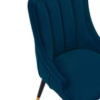 Chaise de salle à manger Eda en velours moderne Rembourrée Bleu Nuit - Manhattan Comfort
